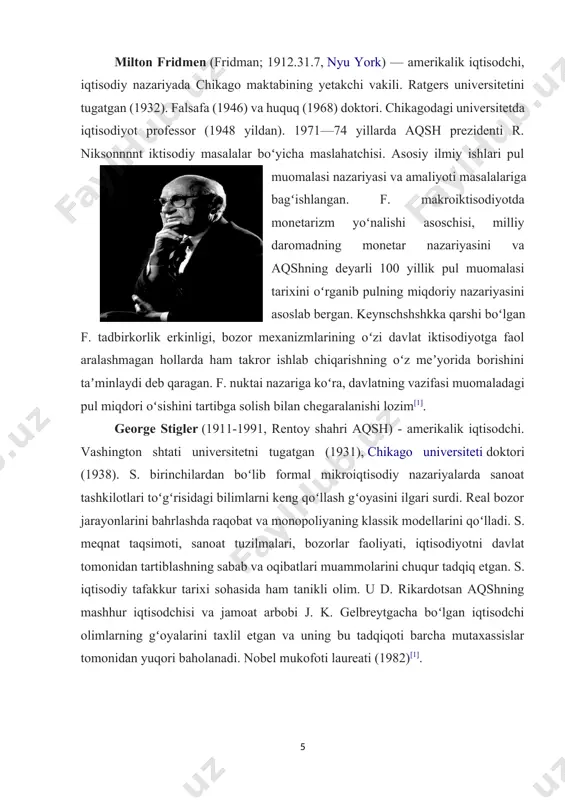 lgan amerikalik iqtisodchi. kembrij (buyuk britaniya) universitetidagi trinti kollejida oʻqituvchi, garvard (aqsh) universitetining xizmat koʻrsatgan professor amerika iqtisodiy uyushmasining prezidenti (1994). s.ning 1981 yil yozilgan "kambagʻallik va ochlik: yutuq va muammolar toʻgʻrisida ocherk" nomli kitobi unga katta shuqrat keltirdi. s. bu asarida oʻzi boshidan kechirgan va koʻrgan, ochlik va kambagʻallik muammolarini hamda ijtimoiy yordam masalalarini har tomonlama tadqiq qildi. nobel mukofoti laureati (1998).[1 1970 yilda (ikkinchi bo’lib) nobel mukofoti p.samuelsonga «statik va dinamik iqtisodiy nazariyani rivojlantirilgani va shu bilan iqtisodiyot fani tahlilini yanada yuqoriroq pog’onaga ko’tarishga hissa qo’shgan ilmiy ishi uchun» berildi. quyida shu iqtisodchining iqtisodiy g’oyalari to’g’risida fikr yuritiladi. pol antoni samuelson (1915) chikago universitetida ta’lim olgan (1932-1935) garvard oliy maktabida a.xansen, v.leont’ev, y.shumperetlardan ilm o’rgandi. 1941 yildan massachusets texnologik institutida ishlay boshladi (dastlab professor assistenti). amerika iqtisodiy assostiastiyasi (1961), ekonometrik jamiyat (1951). halqaro iqtisodiy assostiastiya (1965-1968) prezidenti bo’lib saylangan. olim nazariyotchi bo’lish bilan birga, aqsh prezidenti yordamchi, «newsweek» …