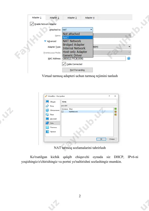 virtualbox platformasida virtual tarmoq sozlamalari - Page 2