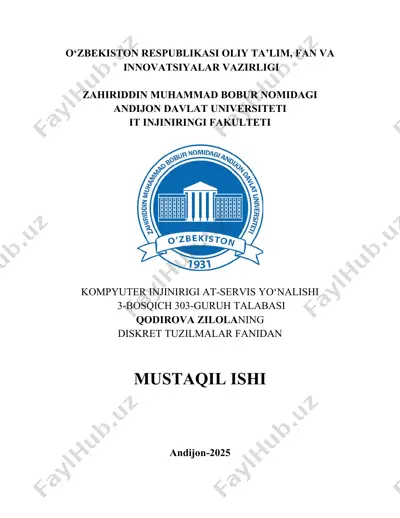 diskret tuzilmalar fanidan mustaqil ish — DOCX