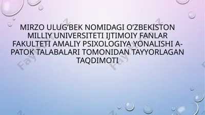 alsgeymer va demensiya kasalliklarini kelib chiqish sabablari — PPTX
