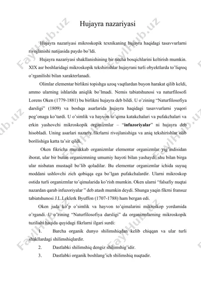 hujayra nazariyasi — DOCX
