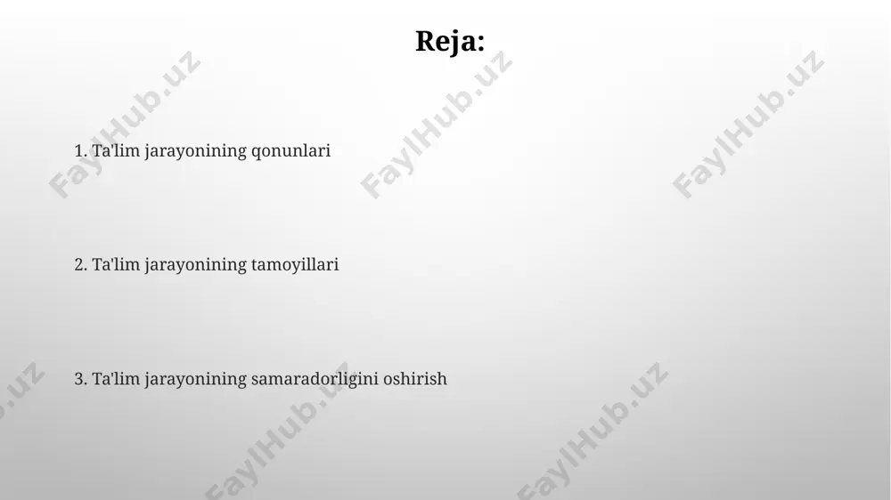 , o'yin texnologiyalari va guruhdagi raqobat, toshkentdagi maktablarda natijalarni 15% ga oshirdi. ta'limda individual farqlarni hisobga olish ta'limda individual farqlarni hisobga olishda, masalan, 7 yoshli bolalar guruhida, 20% o'quvchilarning matematikada 3 yosh kattalarga mos keladigan bilimlarga ega bo'lishi mumkin, shuning uchun individual yondashuv muhim. o'zbekiston maktablarida 2023 yilda o'tkazilgan tadqiqotlar shuni ko'rsatdiki, individual o'quv rejalari qo'llanilgan sinflarda o'quvchilarning 35% akademik ko'rsatkichlari yaxshilandi, bu samarqand viloyatidagi maktablarda yaqqol ko'rindi. ta'lim samaradorligini baholash ta'lim samaradorligini baholashda, 2022-yilgi o'zbekiston respublikasi ta'lim standartlariga asosan, o'quvchilarning 70% dan ortig'i testlarda 80 balldan yuqori natija ko'rsatishi kerak. samarqand viloyatidagi maktablarda o'tkazilgan tadqiqotlar shuni ko'rsatdiki, interaktiv usullar qo'llanilganda o'quvchilarning bilim darajasi 15% ga oshgan. ta'limning shaxsiylashgan yondashuvi individualizatsiyalashgan ta'lim yondashuvi 70% gacha o'quvchilarning akademik ko'rsatkichlarini yaxshilashga yordam beradi, bu esa o'zbekistonning 2030 yilgacha bo'lgan ta'lim rivojlanishi strategiyasiga mos keladi. shaxsiylashgan ta'limda o'quvchilarnig individual ehtiyojlari va o'rganish uslublarini aniqlash uchun psixologik testlar, jumladan, 16pf shaxsiyat testlari toshkent shahridagi …
