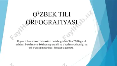 o‘zbek tili orfografiyasi — PPTX