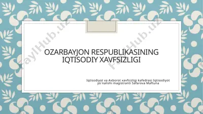 ozarbayjon respublikasining iqtisodiy xavfsizligi — PPTX