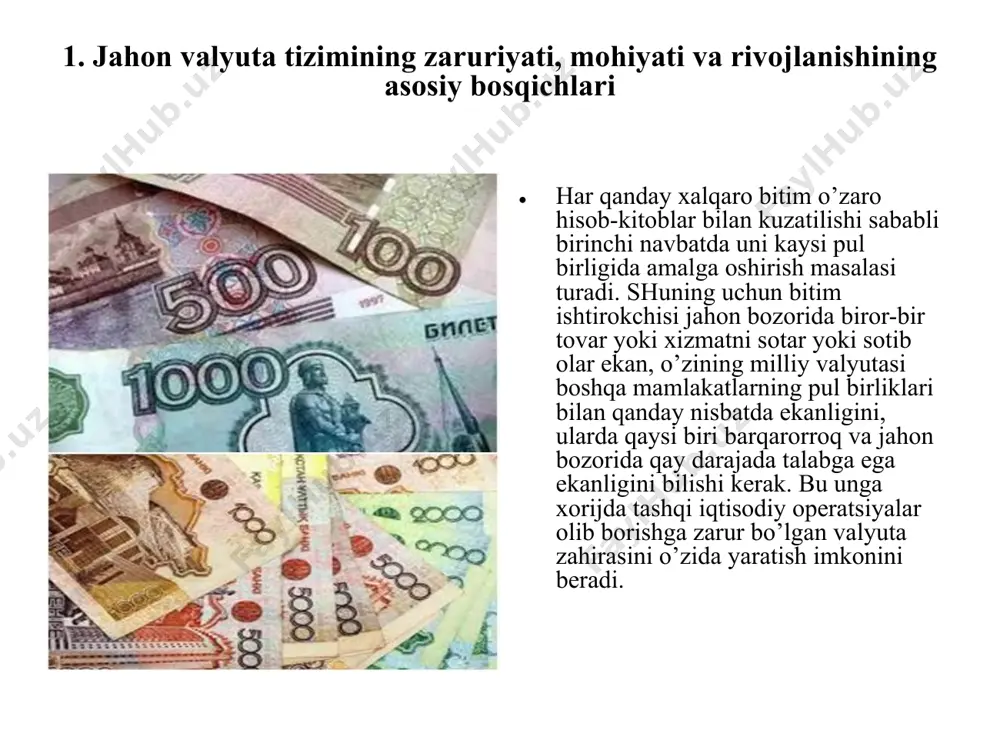 o tashkilot boʻlib,makroiqtisodiy siyosat yurgizadi, butunjahon moliyaviy tizimini nazorat etadi. uning maqsadlariga xalqaro valyuta kurslarini barqarorlashtirish, iqtisodiy qoidalarni liberallashtirish[1] shartlari bilan aʼzo mamlakatlarga qarz, moliyaviy yordam berish kiradi.[2] shtab-kvartirasi vashington shahrida joylashgan. xvj'ni baʼzilar taʼsiri haddan oshiq katta, deb tanqid qilishadi.[3][4] xvj binosi, vashington, aqsh xalqaro valyuta fondi, xvf (imf; international monetary fund) — bmt ning ixtisoslashgan muassasasi, aʼzo mamlakatlarning valyuta hamkorligini amalga oshiradigan xalqaro tashkilot. 1944 y.da brettonvuds (aksh) da oʻtkazilgan xalkaro valyutamoliya kongressida jahon banki bilan bir vaqtda taʼsis etilgan (q. brettonvuds bitimi). 1947 y. mart oyidan oʻz faoliyatini boshlagan. 182 mamlakat aʼzo (1999). shtabkvartirasi vashingtonda. fondning rasmiy maqsadlari: maslahatlar berish va valyuta muammolari boʻyicha hamkorlik qilish orqali xalqaro valyuta hamkorligiga yordam koʻrsatish; xalqaro savdoning kengayishi va muvozanatli oʻsishi uchun qulay sharoitlarni yaratish; valyuta kurelarining barqarorligiga yordam berish, raqobat tufayli yuz beradigan valyuta devalvatsiyalarining oldini olish; koʻp tomonlama toʻlovlar tizimini yaratishda va jahon savdosini rivojiga toʻsiq qoʻyadigan valyuta …