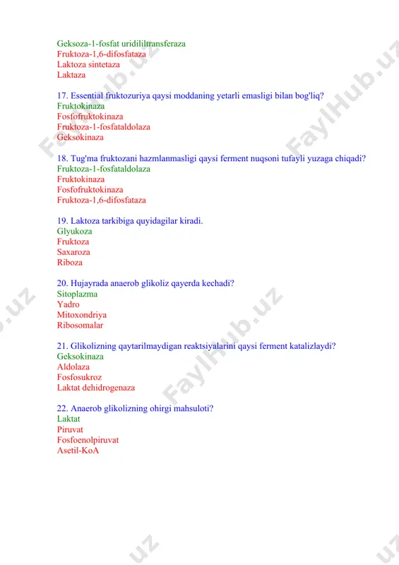 uglevodlar haqida test savollari - Page 3