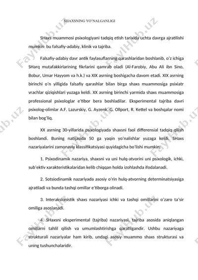 shaxsning yo'nalganligi — DOCX