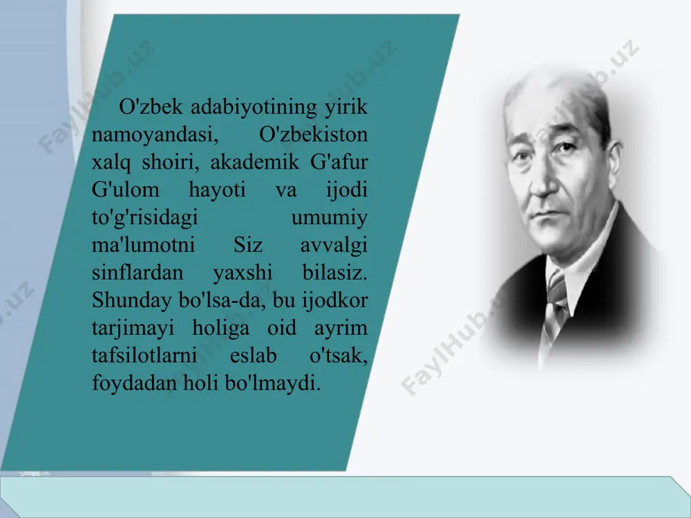 n, uzoqdan ko'rinsa bir ot, kelayapti, deyman ko'rinsa g'ubor. ...kechqurun osh suzsak, bir nasiba kam, qo'msayman birovni — allakimimni, doimo umidim bardam bo'lsa ham, ba'zan vasvasalar bosar dilimni. balki bir g'alat o'q yo xavf-u xatar xazinai umrimdan yo'qotdi olmos... yo'q, u o'lmas, qadami olam yaratar, hayotiy bu olam siz-u bizga xos. tong otar chog'ida juda sog'inib, bedil o'qir edim, chiqdi oftob. loyqa xayolotlar chashmaday tindi, pok-pokiza yurak bir qatra simob. o'rog'-u gulqaychi, istak ko'tarib, hovrimni bosishga boqqa jo'nadim. hasharchi qo'shni qiz - uning sevgani, ma'yus bosar edi orqamdan odim. ...dur bo'lib taqilar yoring bo'yniga, sadafday ko'zimda behuda bu yosh. ikkoving ikki yosh, labing labiga qo'yar, vasvasamdan kuladi quyosh. ...sizlarni keldi, deb eshitgan kuni o'zing to'qib ketgan katta savatda to'latib shaftoli uzib chiqaman, g'alaba kunlari yaqin, albatta. yayov, ko'ksim ochiq, boshda shaftoli, xuddi mo'ylovingdek mayin tuki bor. har bitta shaftoli misoli kulgu, shafaqday nimpushti, sarin, beg'ubor. suyganing labida reza ter kabi, …