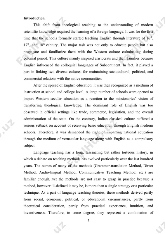 nough, yet the methods are not easy to grasp in practice because a method, however ill-defined it may be, is more than a single strategy or a particular technique. as a part of language teaching theories, these methods derived partly from social, economic, political, or educational circumstances, partly from theoretical consideration, partly from practical experience, intuition, and inventiveness. therefore, to some degree, they represent a combination of language teaching beliefs, but it is evident that they are characterized by the over-emphasis on single aspects as the central issue of language teaching and learning. the topicality of the research: is also known as natural method. it was developed as a reaction to the grammar translation method and is designed to take the learner into the domain of the target language in the most natural manner. the main objective is to impart a perfect command of a foreign language. the aim of …