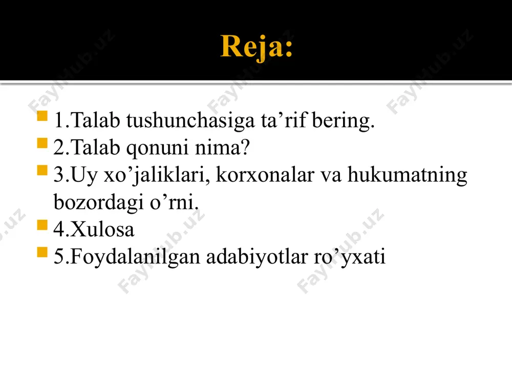 gʻliqlik mavjud: narx qanchalik yuqori boʻlsa, boshqa sharoitlar oʻzgarmagan hollarda, sotish uchun shuncha koʻproq tovar taklif etiladi, yoki aksincha, narx pasayishi bilan taklif hajmi qisqaradi. tovar taklifiga, tovarning oʻz narxidan tashqari bir qator omillar: shu tovarni ishlab chiqarish uchun zarur boʻlgan resurslar narxlari; qoʻllaniladigan texnologiya; soliqlar va dotatsiyalar; taqchillik yoki narxlar oʻzgarishlarini kutish; bozordagi sotuvchilar soni va boshqa taʼsir koʻrsatadi. mas., resurelarning arzonlashuvi muayyan tovarni ishlab chikarish xarajatlarini kamaytiradi, bu esa uning taklifi oʻsishini stimullaydi. taklifning oʻziga taʼsir koʻrsatadigan omillar oʻzgarishlariga, birinchi navbatda, narx oʻzgarishlariga sezgirligi taklif elastikligi deb ataladi. talab va taklifning tub mazmuni ularning narx orqali oʻzaro aloqadorlikda mavjud boʻlishidir. bu aloqadorlik — talab va taklif qonuni bozor iqtisodiyotining obyektiv qonuni hisoblanadi. talab va taklifqonuniga koʻra bozordagi taklif va talab faqat miqdoran emas, balki oʻzining tarkibi jihatidan ham bir-biriga mos kelishi kerak, shundagina bozor muvozanatiga erishiladi. bu qonun ayirboshlash qonuni boʻlib, bozorni boshqaruvchi va tartiblovchi kuch darajasiga koʻtariladi. …
