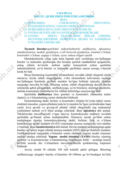 qurilishni industriallashtirish — DOCX