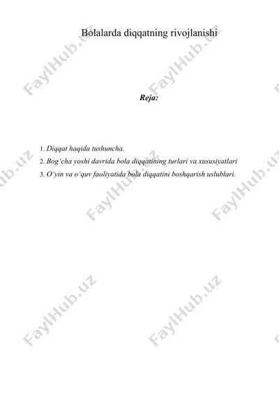 bolalarda diqqatning rivojlanishi — DOCX