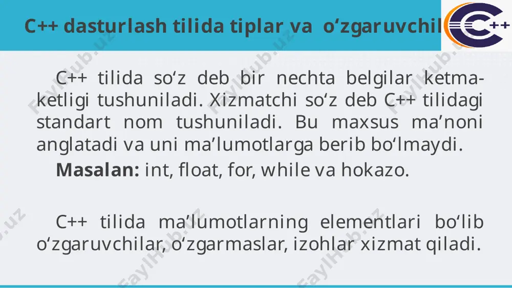 2-laboratoriya mashg’uloti. c++ dasturlash tilida tiplar va o‘zgaruvchilar - Page 4