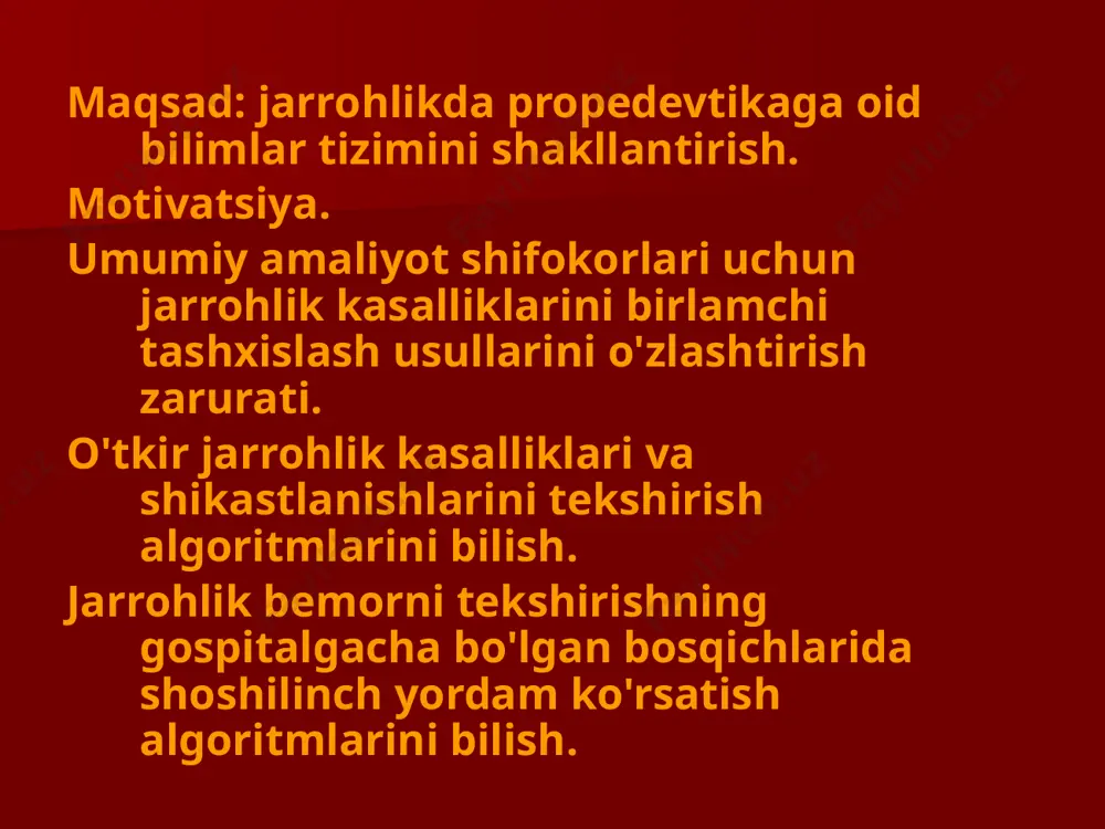 tik punktsiya kritik holatlarda birlamchi tekshiruv es-xushi qorachiq nevrologik simptomlar qon aylanish nafas tsianoz,xansirash, paradoksal nafas puls aqb mikrotsirkulya-tsiya shart tanlanadi transfuziya infuziya venoz yo’l qon olish mvb aqb puls diurez oksimetriya torakotsentez o’sv perikard, plevra punktsiyasi ekg laparotsentez, laparaskopiya arterial yo’l, kit termometriya e’tiboringiz uchun raxmat! image1.jpeg image2.jpeg image3.jpeg image4.jpeg image5.jpeg image6.jpeg image7.jpeg image8.jpeg image9.jpeg image10.jpeg image11.jpeg image12.jpeg image13.jpeg image14.jpeg image15.jpeg image16.jpeg image17.jpeg image18.jpeg image19.jpeg image20.jpeg image21.jpeg image22.jpeg image23.jpeg image24.jpeg image25.jpeg image26.jpeg image27.jpeg image28.jpeg image29.jpeg image30.jpeg image31.jpeg image32.jpeg image33.jpeg image34.jpeg image35.jpeg image36.jpeg image37.jpeg image38.jpeg image39.jpeg image40.jpeg image41.jpeg image42.jpeg image43.jpeg image44.jpeg image45.jpeg image46.jpeg image47.jpeg image48.jpeg image49.jpeg /docprops/thumbnail.jpeg