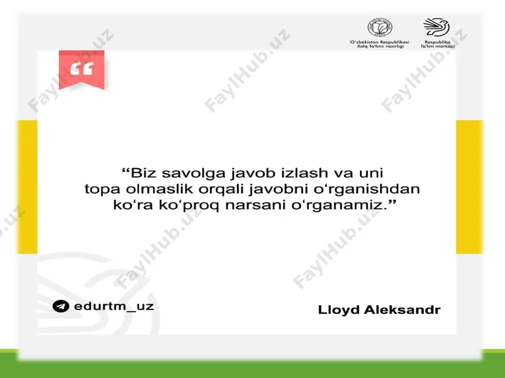 h hisoblanadi. obu vazifalar bir-biri bog‘liq holda hal etiladi. conten ts here “fe’l” mavzusini o‘rganishda asosiy vazifalar: fe’lni o‘rganishda izchillik 1-sinf o‘quvchilarning diqqati fe’lning leksik ma’nosiga qaratiladi fe’l uchun tipik hisoblangan leksik-grammatik ma’noni, ya’ni predmetning harakatini bildirishni umumlashtirish imkonini beradigan aniq material yig‘iladi 1-sinf, o‘quv yilining 2-yarmi fe’l leksik ma’nosi bilan grammatik ma’nosi (harakat bildirishi) mos keladigan (nima qilayapti?) yugurayapti, arralayapti, sakrayapti, (nima qildi?) yugurdi, arraladi, sakradi, (nima qiladi?) yuguradi, arralaydi, sakraydi kabi misollardan foydalanish bilan o‘quvchilar o‘zlari bajargan harakatlarni aytishni so‘rab, ular bergan javobni (fe’lni) so‘roqlari bilan doskaga yozib, suhbat o‘tkazish bilan tushuntiriladi 2-sinf morfologik so‘roq so‘z nimani bildirishini aniqlash maqsadida beriladi 3-sinfda fe’lni o‘rganish.  bu bosqichning asosiy vazifasi “fe’l –so‘z turkumi” degan tushunchani shakllantirish, bo‘lishliva bo‘lishsiz fe’llarning ma’nosi va shakliga qarab farqlash ko‘nikmasini hosil qilish, bo‘lishsizlik qo‘shimchasining talaffuzi va imlosini o‘rgatish hisoblanadi.  4-sinfda o‘quvchilar bo‘lishli va bo‘lishsiz fe’llarni so‘roqlari bilan ikki ustun shaklida yozadilar va so‘roqlarini …