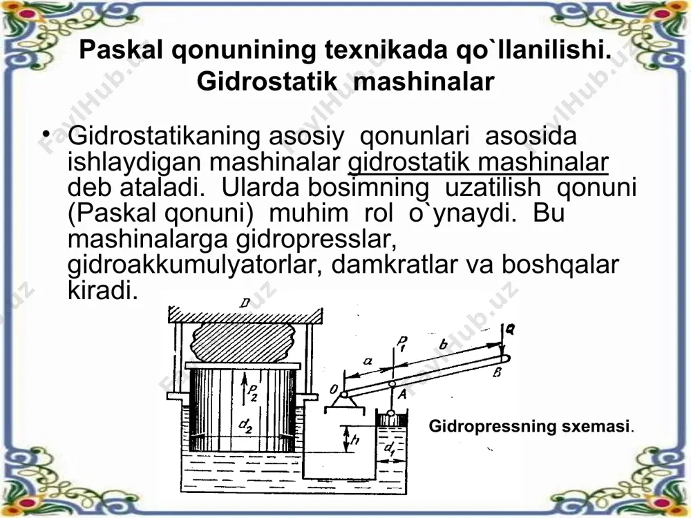 gidrostatikaning qonunlari va uning texnikada qo`llanilishi - Page 5