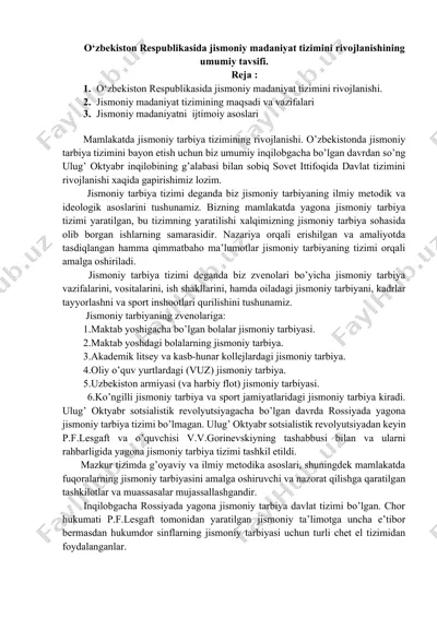 jismoniy madaniyat tizimi o'zbekistonda — DOCX