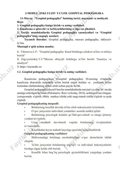 gospital pedagogika fanining tarixi, mazmuni va mohiyati — DOCX