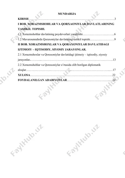 xorazmshoxlar va qoraxoniylar — DOCX