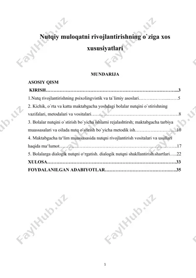 bolalar nutqini rivojlantirish — DOC