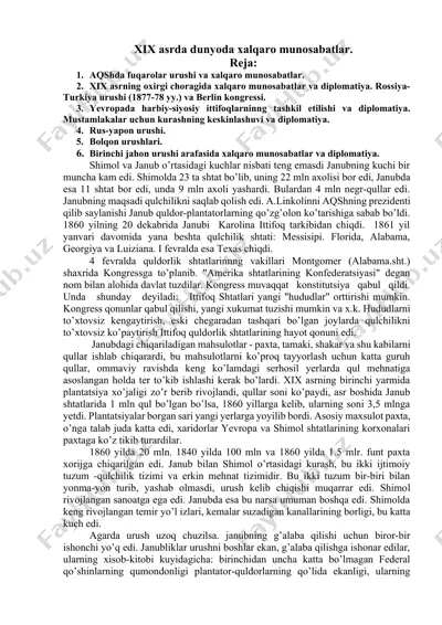 xix asrda dunyoda xalqaro munosabatlar — DOCX