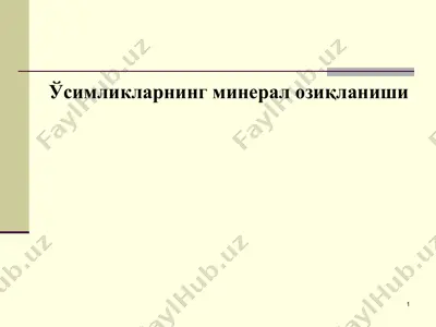 ўсимликларнинг минерал озиқланиши — PPT