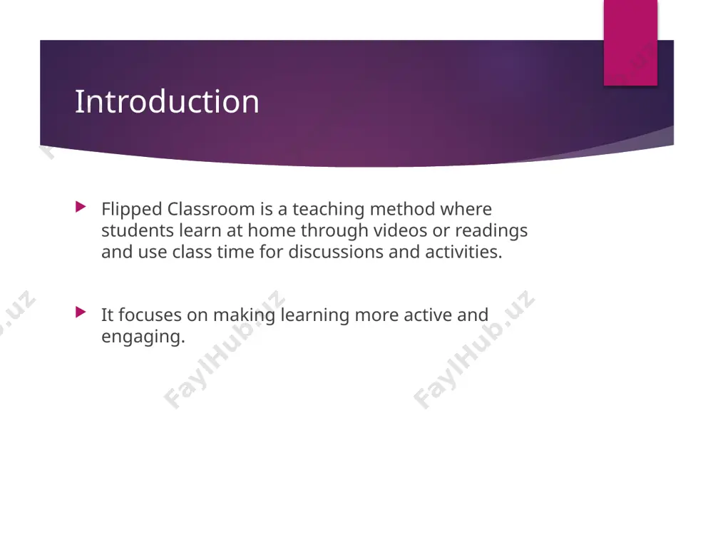university flipped a history course: - students read articles and watched lectures at home. - class time was used for debates and discussions. results: increased participation and critical thinking. practical tips (part 1) - start small: flip one lesson at a time. - use simple tools: start with free resources. - communicate: explain the method to students and parents. practical tips (part 2) - monitor progress: check homework completion. - be flexible: adapt based on student feedback. - provide support: help students with technology issues. activities in class - group projects. - peer teaching. - case studies. - hands-on experiments. activities at home - watching videos. - reading articles. - completing quizzes. - preparing questions for class. key takeaways - flipped classroom makes learning active and engaging. - it requires preparation and collaboration. - with the right tools and approach, it can be very effective. conclusion flipped classroom is a …