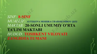 qonning kimyoviy tarkibi — PPTX