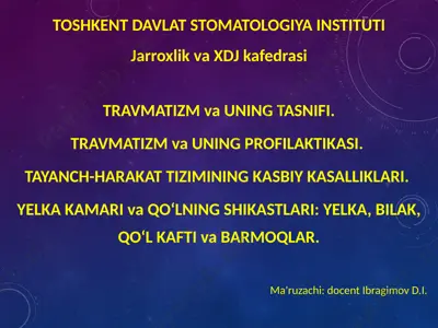 travmatizm va uning tavsifi — PPTX