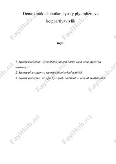 demokratik islohotlar siyosiy plyuralizm va ko'ppartiyaviylik — DOC