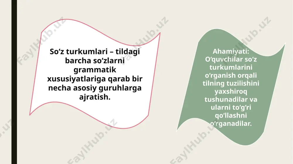 kitob • b) daraxt • c) o‘qidi • d) o‘yin 8. “uy” so‘zi qaysi so‘z turkumiga kiradi? • a) ot • b) sifat • c) fe’l • d) ravish 9. quyidagi so‘zlardan qaysi biri joy nomini bildiradi? • a) daraxt • b) qalam • c) maktab • d) go‘zal 10. quyidagi so‘zlardan qaysi biri otning belgisini bildiradi? • a) kuchli • b) bola • c) o‘yinchoq • d) yugurdi 11. quyidagi so‘zlardan qaysi biri sifat hisoblanadi? • a) rangli • b) daraxt • c) o‘quvchi • d) yozdi 12. “oq” so‘zi qanday so‘z turkumiga kiradi? • a) sifat • b) ot • c) fe’l • d) ravish 13. quyidagi so‘zlardan qaysi biri sifat emas? • a) katta • b) ko‘k • c) rang • d) tez 14. “yaxshi” so‘zi qanday so‘z turkumiga kiradi? • a) sifat • b) ot • c) fe’l • d) ravish 15. quyidagi so‘zlardan qaysi biri …