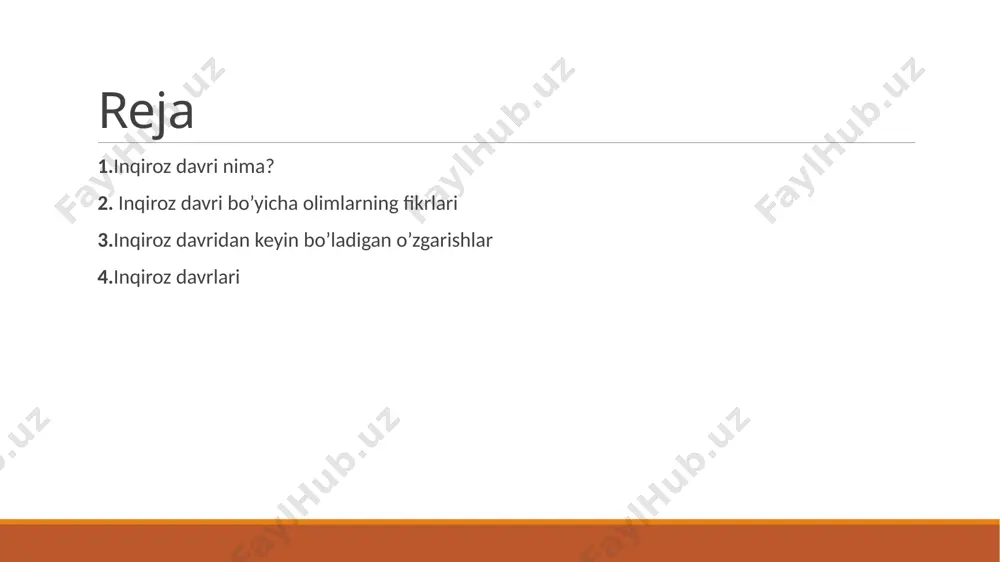 ish o’z-o’zini tushunish moslashuv va chidamlilik yetuklik va donolik hayot mazmunini tushunish ijtimoiy qo’llab quvvatlash shaxsiy yutuqlar va maqsadlar inqiroz davrlari •chaqaloqlik inqiroz •3 yosh inqirozi •7 yosh inqirozi •14 yosh inqirozi •17 yosh inqirozi •yetuklik inqirozi •qarilik inqirozi chaqaloqlik inqirozi bola hayotining birinchi yilini ikki davrga bo'lish mumkin: neonatallik va chaqaloqlik. neonatal inqiroz tug'ilish jarayonining o'zi. psixologlar buni bolaning hayotidagi qiyin va burilish nuqtasi deb hisoblashadi. ushbu inqirozning sabablari quyidagilar: 1) fiziologik. bola tug'ilganda, u onasidan jismonan ajralib turadi, bu allaqachon travma va bunga qo'shimcha ravishda u o'zini butunlay boshqacha sharoitlarda topadi (sovuq, havodor muhit, yorqin yorug'lik, dietani o'zgartirish zarurati); 2) psixologik. onadan ajralib, bola o'zining issiqligini his qilishni to'xtatadi, bu esa ishonchsizlik va tashvish hissi paydo bo'lishiga olib keladi. 8 neonatal inqiroz intrauterin va bachadondan tashqari hayot o'rtasidagi oraliq davrdir. bu davr bu yoshda bolaning asosan uxlashi bilan tavsiflanadi. shuning uchun, agar yaqin atrofda kattalar bo'lmasa, u bir …