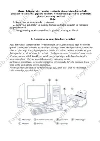 kompyuter va uning texnikaviy qismlari — DOCX