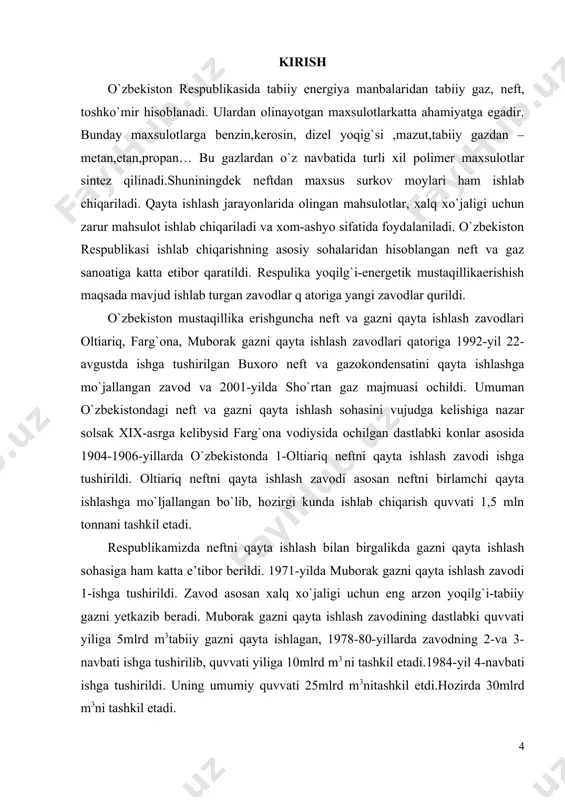 viloyatlar aro xalqaro aloqa temir yo’l magistrallari yordamida amalga oshiriladi. tuman ichida transportli bosqich temir yo’lda, hamda avtotransport yordamida amalga oshiriladi. sho’rtan avto va temir yo’llar kesishmasida joylashgani uchun temir yo’l tarmoqlari yaxshi rivojlangan. xom ashyo mahsus truba magistrallarda olib kelinadi, mahsulotlarni esa temiryo’l va avtomobil yo’llar yordamida sisternalarda olib chiqiladi. 6 . mehnat ko’rsatgichi; loyixalanayotgan korxona qashqadaryo aholisi hisobiga ishchi kuchi bilan ta’minlanadi. tuman aholisi yiliga 2% ga o’sadi. bu ishlab chiqarishni butun xajmini ishchi kuchi bilan ta’minlash imkoniyatini beradi. loyixalanayotgan ob’ektda ishlash uchun mutaxasislarni toshkent kimyo texnologiya instituti tayyorlab berishi mumkin. tajriba almashish va malaka oshirish uchun mutaxasislarni ilg’or korxonalar bilan aloqa o’rnatilgan. 7. qurilish ko’rsatkichi; tumanda materiallarni resurslarni yanada tejamkor ishlatish uchun xamma imkoniyatlar bor va yangi ob’ektlarni ishga tez tushurish mumkin. qurilishni takomillashtirish va intensivlashtirish uchun qurilish korxonalari bilan kelishuv kontraktlari tuziladi. xom-ashyo, moddalar va tayyor mahsulot tavsifi xom-ashyo, moddalar va tayyor mahsulot tavsifi materiallar, reagentlar, …