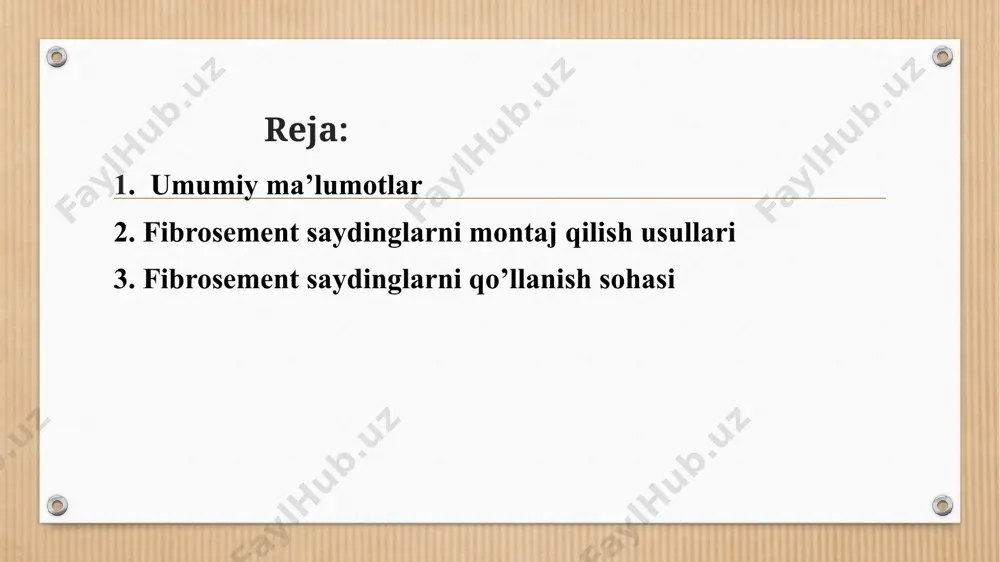 nlar orqali yuk ko’taruvchi devorga qotiriladi (rasm). birinchi karkasning gorizontal elementlarini, so’ngra vertikal elemyentlarini o’rnatish kerak bo’ladi. gorizontal romlar orasidagi masofa issiqlikni izolyatsiyalovchi materialning eniga bog’liq bo’ladi. kronshtyeynlar orasidagi masofa quyidagicha bo’ladi: - vertikal bo’yicha - 1000 mm; - gorizontal bo’yicha – 600 mm. fibtosement saydinglarni montaj qilish usullari kronshtyeyn qulflash elementlari kronshtyeyn qulflash elementlari fasad tizimiga karkaslarni qotirishda qo’llaniladini. ularda ikkita anket burchaklari va ankerni mahkamlagich uchun teshiklari mavjud . kronshtyeyn qulflash elementlari po'latdan yasalgan, sovuq yoki issiq usulda ishlov berilgan rux qoplamasi va qo'shimcha poliester qoplamasi bilan qoplamgan bo’ladi. fasad uchun metal kronshtyeyn qulflash elementlari oddiy va kuchaytirilgan bo’lishi mumkin, ularning o’lchami har xil bo’lib, asosan fasad tizimida qo’shimcha elyement sifatida fasadlarni qoplashda ishlatiladi. bundan tashqari bu qulflash elemantlarini xizmat qilish muddatini oshirish uchun polimyer kukun qoplamalar bilan ham qoplanadai. klyaymyer - bu old tomonida burchagi bo'lgan kichik metall plastinka. aynan shu burchak materialni ushlab turadi, u devorga …