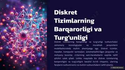 diskret tizimlarning barqarorligi va turg'unligi — PPTX