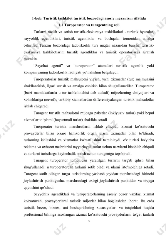 gentliklar bilan agentlik shartnomalarini tuzadi. turoperatorning hamkori sayyohlik agentlari qanchalik ko'p bo'lsa, ular qancha ko'p mamlakatlar va mintaqalarda joylashgan bo'lsa, sotish hajmi shunchalik ko'p bo'ladi va shunga mos ravishda turistlar ko'payadi, daromad ko'payadi va biznes muvaffaqiyatli bo'ladi. sayohat agentlari va turoperatorlar turli xil mulkchilik shakllariga ega bo'lishi mumkin - xususiy, davlat, aktsiyadorlik. turoperator va sayohat agenti o'rtasidagi asosiy farqlar: 1. daromad tizimi. turoperator turistik mahsulotni sotib oladi va uning foydasi sotib olish narxi va sotish narxi o'rtasidagi farqdan shakllanadi. ko'pincha turoperator individual xizmatlarni sotib oladi, keyinchalik u o'ziga xos narx mexanizmiga ega bo'lgan murakkab turistik mahsulotni tashkil qiladi. sayohat agentligi chakana sotuvchi sifatida ishlaydi va uning foydasi boshqa birovning turistik mahsulotini sotish komissiyasidan shakllanadi. turagent turistik mahsulotni (shu jumladan, aviachiptalar, mehmonxona xonalari kabi individual xizmatlarni) turoperatorlar yoki xizmat ko‘rsatuvchi provayderlarning haqiqiy narxlarida sotadi. 2. turistik mahsulotga egalik qilish. turoperator har doim sotiladigan turistik mahsulot zaxirasiga ega bo'ladi va agar mijoz …
