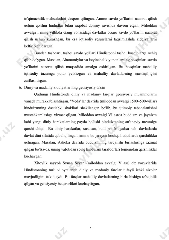 y tuzumiga qarshi chiqdi. bu diniy harakatlar, xususan, buddizm magadxa kabi davlatlarda davlat dini sifatida qabul qilingan, ammo bu jarayon boshqa hududlarda qarshilikka uchragan. masalan, ashoka davrida buddizmning tarqalishi birlashishga xizmat qilgan bo'lsa-da, uning vafotidan so'ng hinduizm tarafdorlari tomonidan qarshiliklar kuchaygan. xitoylik sayyoh syuan szyan (miloddan avvalgi v asr) o'z yozuvlarida hindistonning turli viloyatlarida diniy va madaniy farqlar tufayli ichki nizolar mavjudligini ta'kidlaydi. bu farqlar mahalliy davlatlarning birlashishiga to'sqinlik qilgan va geosiyosiy beqarorlikni kuchaytirgan. 2. n. speakman tomonidan shakllantirilgan davlat hokimiyatining mezonlari nimlardan iborat? u jahon hokimiyatining qaysi markazlarini ajratib ko‘rsatdi? u makkinder nazariyasini qanday o‘zgartirdi? nikolay spikman (nicholas spykman) 20-asrning taniqli geosiyosiy nazariyotchilaridan biri bo‘lib, uning “rimland” (qirg‘oqbo‘yi) nazariyasi davlat hokimiyati va jahon siyosatidagi muvozanatni tahlil qilishda muhim o‘rin tutadi. quyida uning davlat hokimiyatining mezonlari, jahon hokimiyat markazlari va makkinder nazariyasiga kiritgan o‘zgarishlari haqida ilmiy ma’lumot keltiriladi. 1. davlat hokimiyatining mezonlari spikman davlat hokimiyatining asosiy mezonlarini geosiyosiy va strategik …