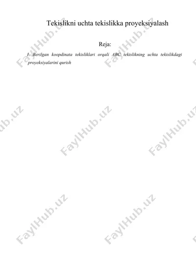 tekislikni uchta tekislikka proyeksiyalash — DOC