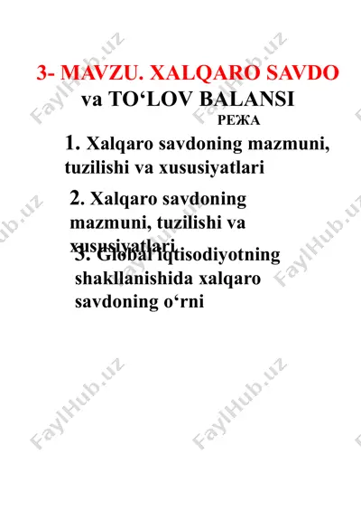 xalqaro savdo va to‘lov balansi — PPTX