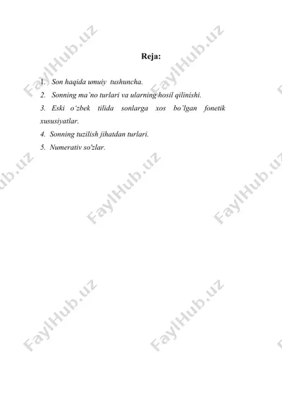 son haqida umuiy tushuncha. — DOC