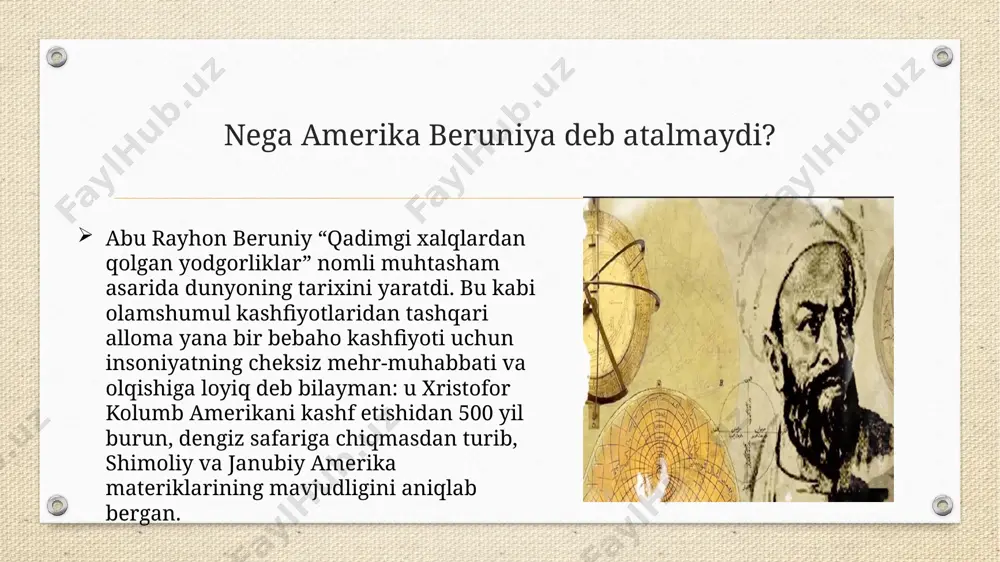 aqshning asoschi otalaridan biridir. u yozuvchi, bosmaxonachi, siyosiy faylasuf, siyosatchi, mason, pochtmeyster, olim, ixtirochi, yumorist, faol, davlat arbobi va diplomat boʻlgan. olim oʻlaroq u elektr energiyasiga oid kashfiyotlari va nazariyalari ortidan amerika maʼrifatparvarlari va fizika tarixida ahamiyatli shaxs boʻlgan. ixtirochi oʻlaroq u yashinga qarshi uskuna, bifokal linza, franklin pechkasi va shu kabi boshqa ixtirolari bilan tanilgandir.[1] u koʻplab fuqarolik tashkilotlarini, jumladan library company, filadelfiyaning ilk oʻt oʻchirish departamenti va pensilvaniya universitetini tashkil etgan. amerika ikkinchi jahon urushi davrida urush aqsh ni iqtisodiy va harbiy jihatdan dunyoning eng qudratli davlatiga aylantirdi. bunga, birinchidan, urushning aqsh hududiga daxl qilmaganligi uchun erishildi. urush harakatlarida 4 yilda 300 ming kishi halok bo’ldi. natijada aqsh urushdan eng kam zarar bilan chiqdi. uning to’g’ridan-to’g’ri zarari 1,2 mlrd. dollarni tashkil etdi. bu ikkinchi jahon urushida ko’rilgan barcha zararning atigi 0,4 foizni tashkil etdi. ikkinchidan, fashistik davlatlar blokiga qarshi urushayotgan davlatlarga ko’plab miqdorda qurol-yarog’ va boshqa sanoat hamda …