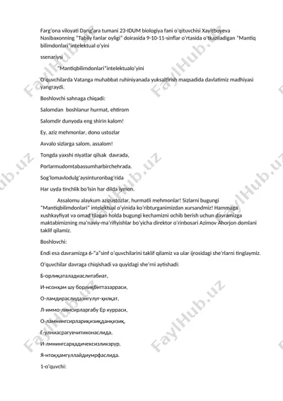 "mantiq bilimdonlari" intelektual o’yini — DOCX