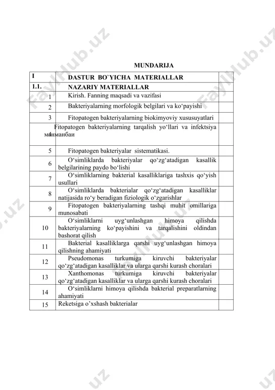 qo‘zg’atishini birinchi bo‘lib isbotlagandan keyin ko‘p vaqt o‘tmasdan, 1878 yilda, yuksak o‘simliklar ham bakteriyalar bilan parazitik shaklda zararlanishi mumkinligini, mevali daraxtlar kuyish kasalligining bakterial tabiatini aniqlagan va 1882 yilda o‘simlikda birinchi bakteriozni kashf etgan amerikalik olim tomas djon barril (1839-1916) isbotladi. fitopatologiyaning bakteriozlar haqidagi yo‘nalishiga amerikalik fitopatolog ervin smit asos soldi. u o‘simliklar ildiz bo‘g’zining rak kasalligini bakteriya (agrobacterium tumefaciens) qo‘zg’atishini isbotladi. u o‘simliklarning ko‘p bakterial kasalliklarini tadqiq qilibgina qolmasdan, balki fitopatologiyada bakteriologik tadqiqot o‘tkazish metodikalarini yaratdi va xx asrning boshida o‘simliklar kasalliklarining bakterial tabiatini ishonarli shaklda isbotladi. 1915 yilga kelib o‘simliklarning 144 turkumiga mansub turlarida bakteriyalar aniqlandi, 1920-yillarda esa o‘simliklarda aniqlangan bakteriozlar soni inson va hayvonlarning bakterial kasalliklari sonidan oshib ketdi. mdh mamlakatlarida fitobakteriologiya fanining rivojlanishiga m. s. voronin, m. v. gorlenko, i. v. voronkevich, o‘zbekistonda esa s.a. asqarova, j. safiyazov va r.k. sattarovalar katta hissa qo‘shganlar. bakteriyalar saprotrof (patogen bo‘lmagan) va fitopatogen bo‘lishi mumkin. o‘simliklarda 400 tadan ko‘proq …