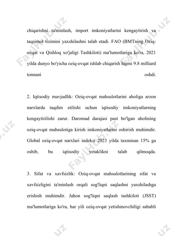oydalanish, zamonaviy texnologiyalarni joriy etish va agrotexnik tadbirlarni ratsional tashkil etish kiradi. qishloq xo'jaligi ishlab chiqarishida hosildorlikni oshirishning asosiy yo'nalishlaridan biri biologik va genetika tadqiqotlariga e'tibor qaratishdir. o'zbekistonda bu sohada zamonaviy innovatsion usullarni qo'llash orqali qator ijobiy natijalar qo'lga kiritilmoqda. statistik ma'lumotlarga ko'ra, o'zbekistonda qishloq xo'jaligi mahsulotlarining umumiy qiymati 2020 yilda 25 milliard aqsh dollaridan oshgan. qishloq xo'jaligi ishchilarining soni esa 3,5 million nafardan ko'proqni tashkil etadi. bu esa mamlakat aholisining katta qismi qishloq xo'jaligiga bog'liq hayot tarzini olib borayotganini ko'rsatadi. o'zbekistonda qishloq xo'jaligida hosildorlikni oshirish uchun olib borilayotgan ishlar doirasida innovatsion rivojlanish va raqamli texnologiyalarni qo'llash muhim ahamiyat kasb etmoqda. shuningdek, agrosanoat kompleksini yanada rivojlantirish uchun chet el investitsiyalarini jalb qilish, logistika infratuzilmasini yaxshilash va eksport salohiyatini oshirishga ham e'tibor qaratilgan. bu omillar dehqonchilikda hosildorlik masalalarining muvaffaqiyatli yechilishiga xizmat qilishi bilan birga, o'zbekiston qishloq xo'jaligidagi raqobatbardoshlikni oshirishga hissa qo'shadi. muammolar sifatida esa, irrigatsiya tizimlarining rivojlanmaganligi, yer va suv resurslarining …
