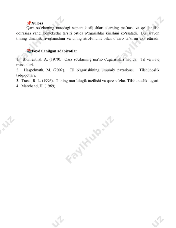 semantik siljish va nutqda oʻzlashma soʻzlarning ma'noviy siljishlari - Page 5