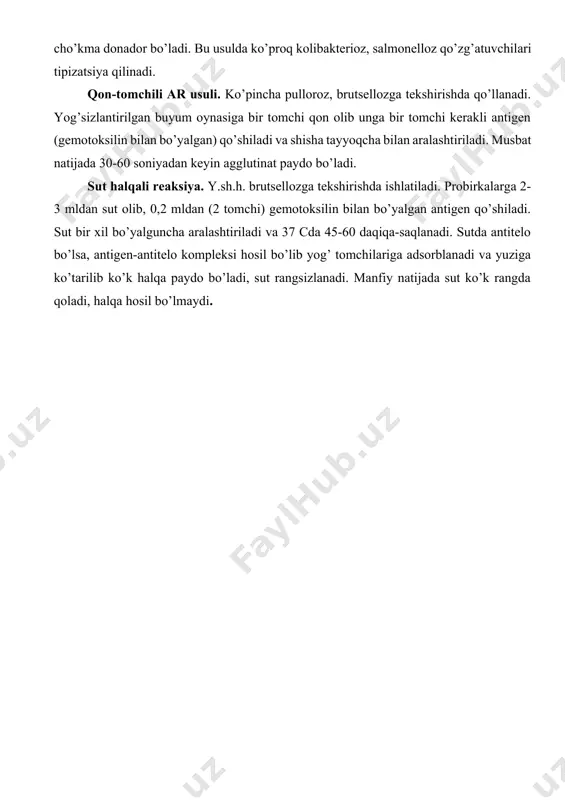 iston” nmiu, 2017.– 47 b. 3. bazarov x.k., abdulakimova a.b. veterinariya virusologiyasidan o’quv qo’llanma. samarqand 2016 y. 4. самуйленко а.я., “инфекционная патология животных” том 1 москва 2009. 5. петров р.в. иммунология. учебник. москва 1983 й internet saytlari: 1. www.ziyo.net.uz. 2. www.vetjurnal.uz 3. www.sea@mail.net21 4. www.veterinariy.actavis 5. www.fvat@.academy.uzsci.net image1.png