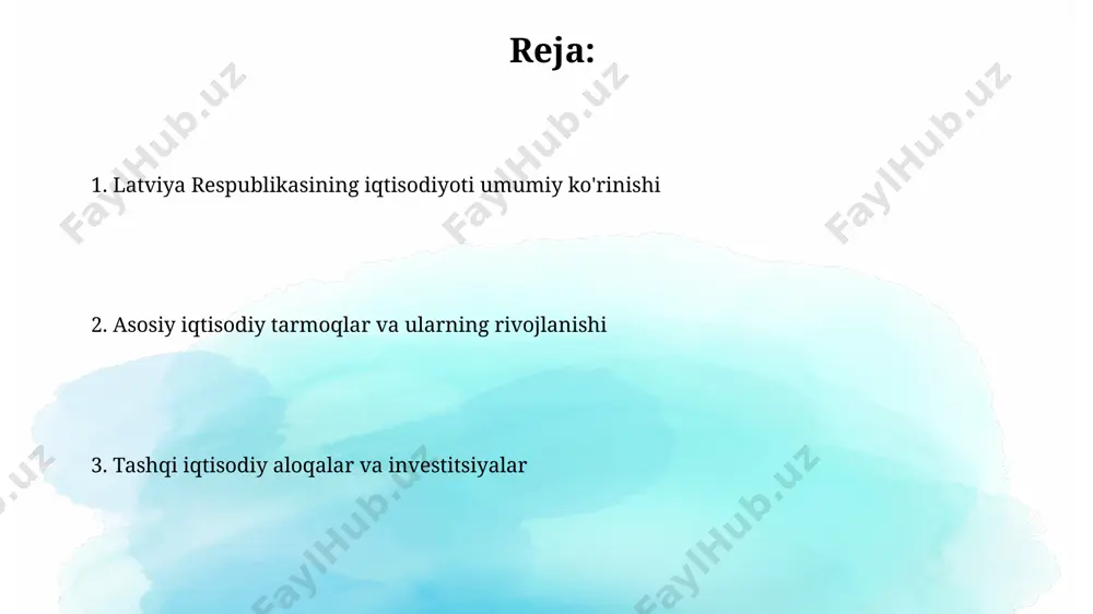 sh, latviya iqtisodiyotining 10% ga yaqin ulushini egallaydi va 20 mingdan ortiq ish o'rinini yaratadi. yangi texnologiyalar va raqamli iqtisodiyotning rivojlanishi tufayli, latviyaning it va telekommunikatsiya sanoati tez sur'atlar bilan o'sib bormoqda va mamlakat yalpi ichki mahsulotining 5% dan ko'prog'ini tashkil etadi, bu esa valmiera va daugavpils kabi shaharlarda yangi ish o'rinlari yaratilishiga olib kelmoqda. tashqi savdo va investitsiyalar latviya iqtisodiyotiga 2023-yilning birinchi choragida 2 milliard evrodan ortiq to'g'ridan-to'g'ri xorijiy investitsiyalar jalb qilingan bo'lib, bu mamlakatning barqaror iqtisodiy o'sishini ta'minlaydi. bu esa, liepayada yangi ish o'rinlarini yaratishga olib keladi. chet el investitsiyalari latviya iqtisodiyotining 15% dan ortiq qismini tashkil etadi, bu esa mamlakatning xorijiy sarmoyadorlar uchun jozibadorligini namoyish etadi. eng yirik investitsiyalar energetika va it sektorlariga yo'naltirilgan. latviya iqtisodiyotining yevropa ittifoqi doirasidagi o'rni latviya yevropa ittifoqining ko'plab strukturaviy fondlaridan foydalanadi va 2014-2020 yillar davomida mintaqaviy rivojlantirish va infratuzilmani modernizatsiya qilishga 8 milliard evrodan ortiq mablag' oldi. latviyaning yevropa ittifoqi doirasidagi …