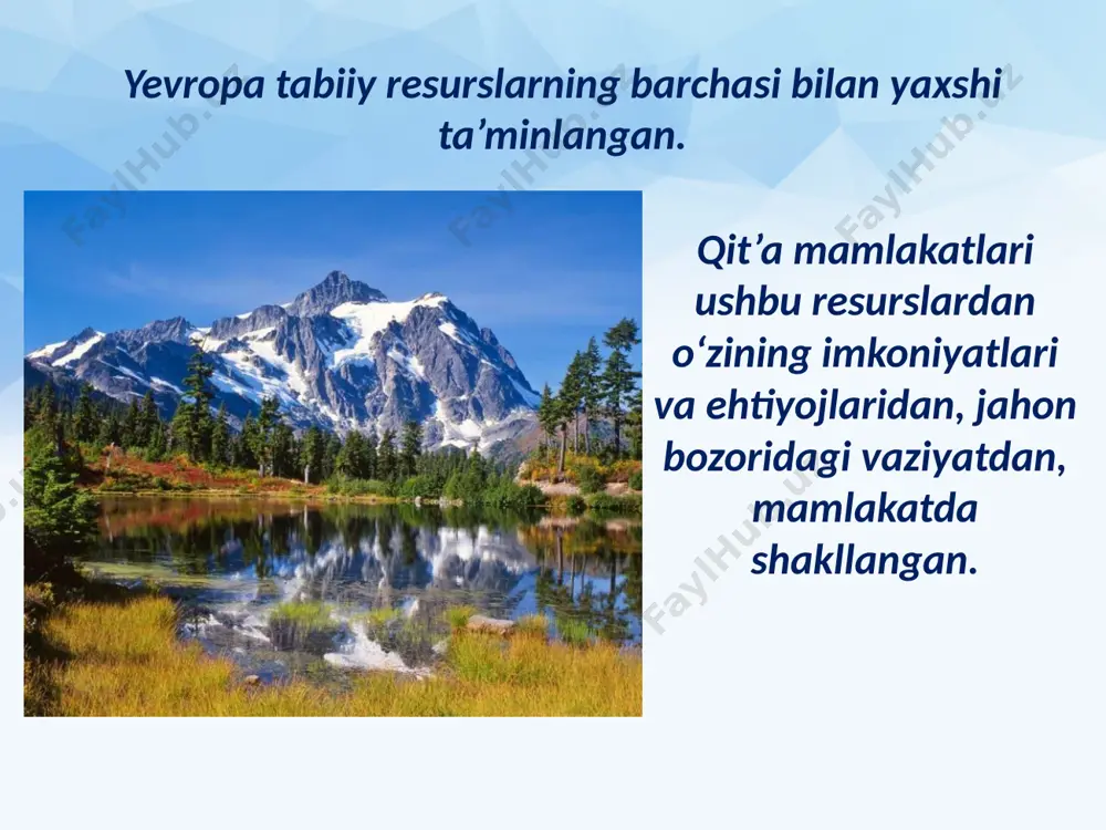 yevropa mamlakatlarining tabiiy resurslari . 9 - sinf - Page 3