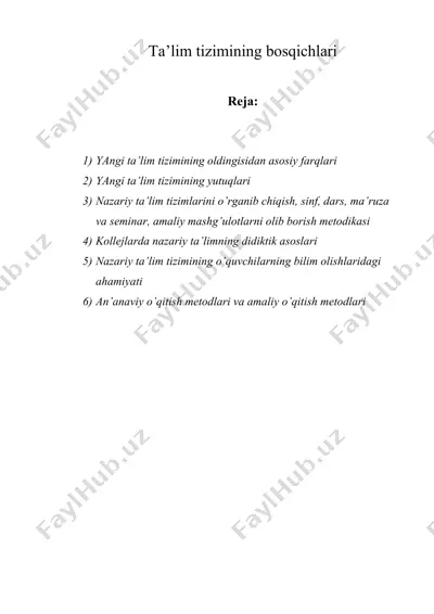 ta’lim tizimining bosqichlari — DOC